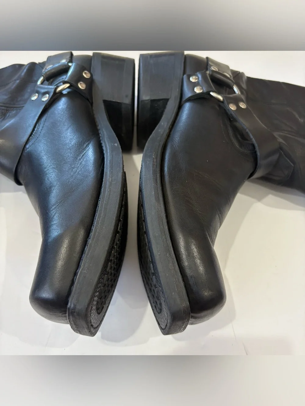 Durango Men’s 11 EE Black Leather Harness Motorcycle Western Boots Square Toe